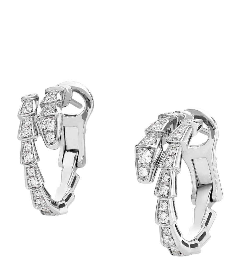 White Gold and Diamond Serpenti Viper Hoop Earrings