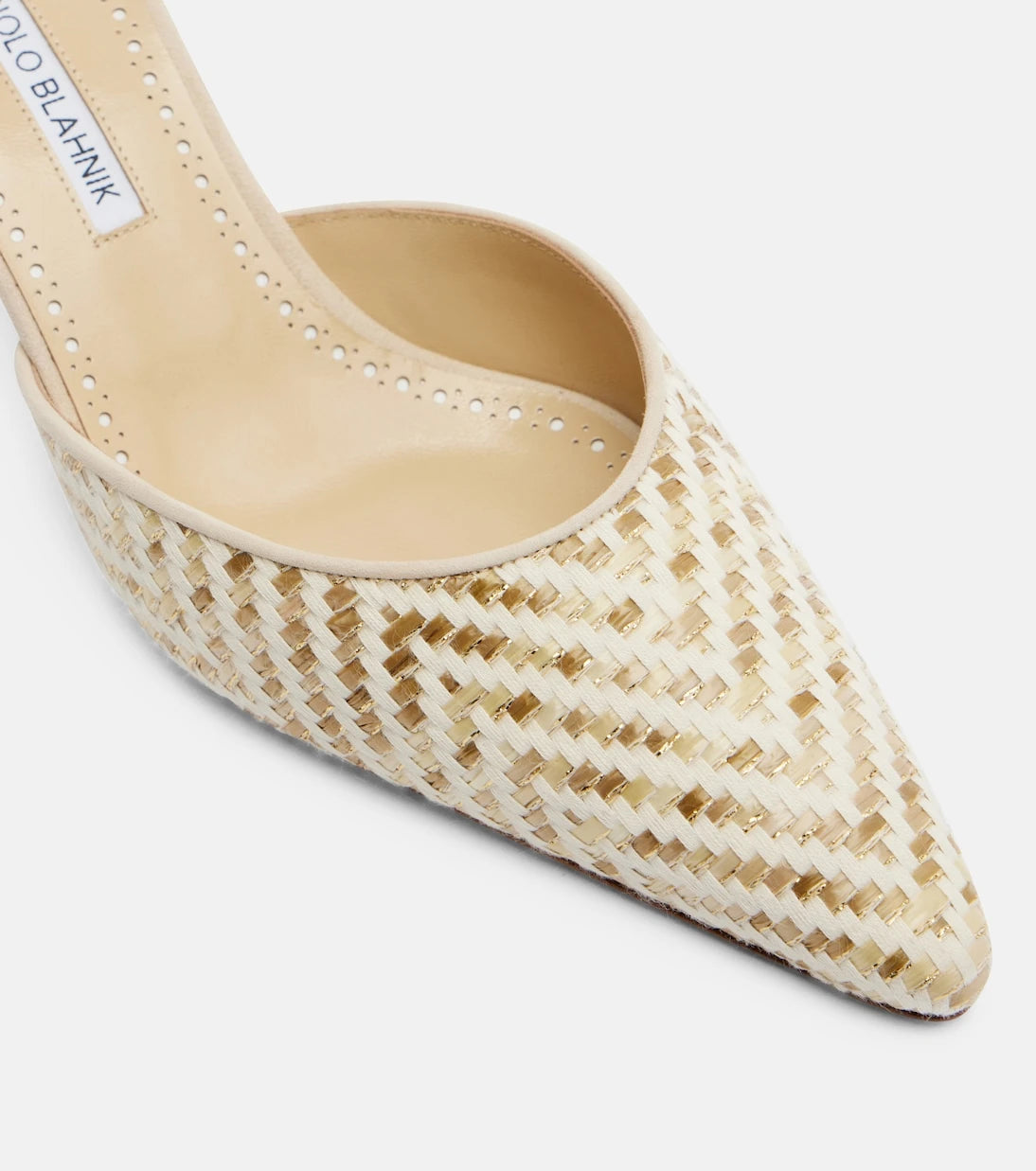 Manolo Blahnik - Carolyne leather-trimmed woven mules