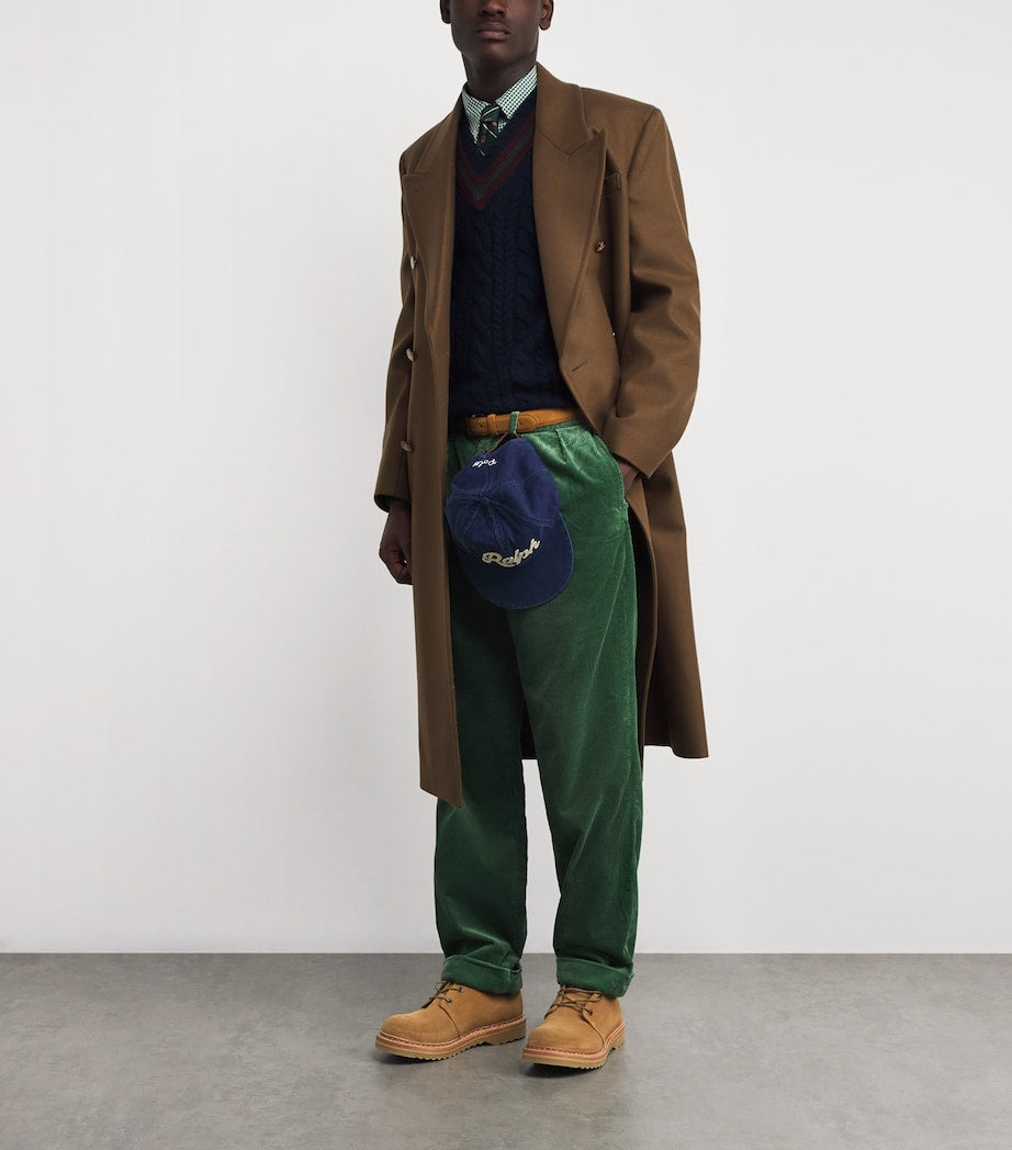 Blue Wool-Cashmere V-Neck Sweater