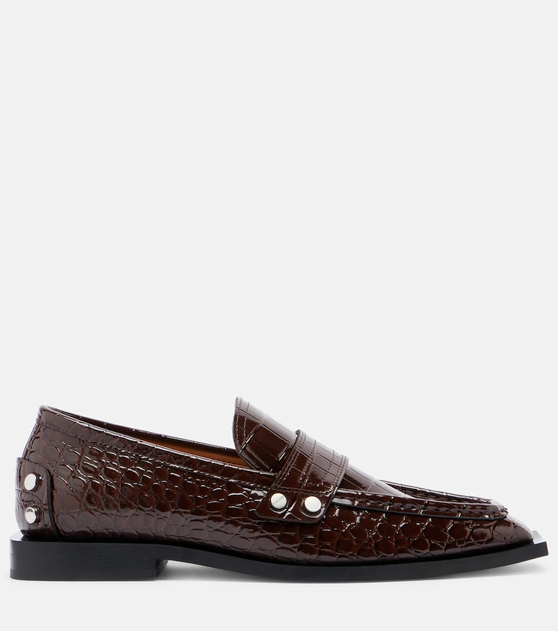 Ganni - Studs croc-effect loafers