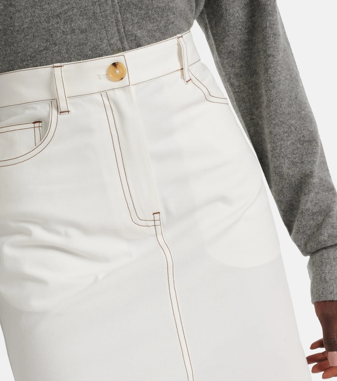 Toteme - High-rise denim midi skirt