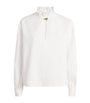 White Cotton Ruffled Collar Blouse