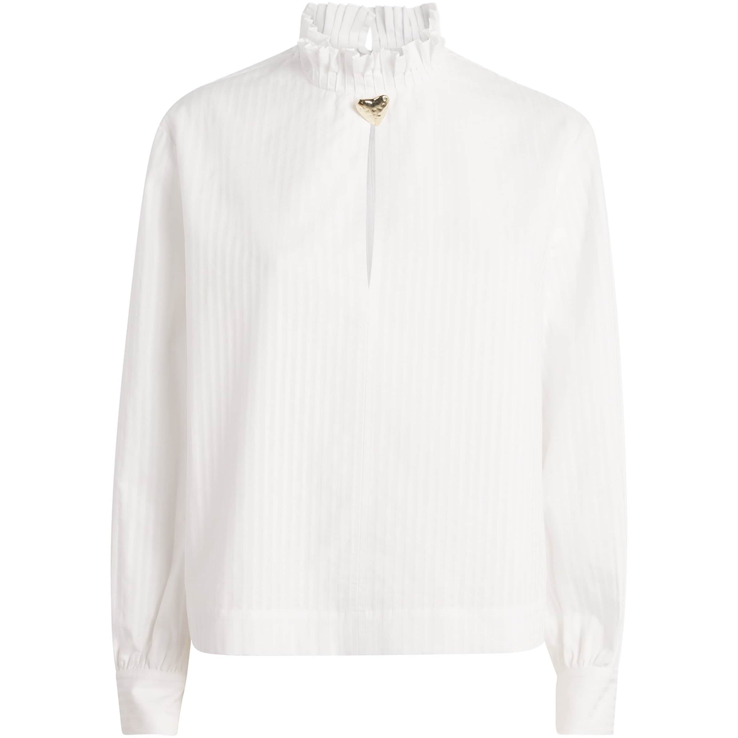 White Cotton Ruffled Collar Blouse