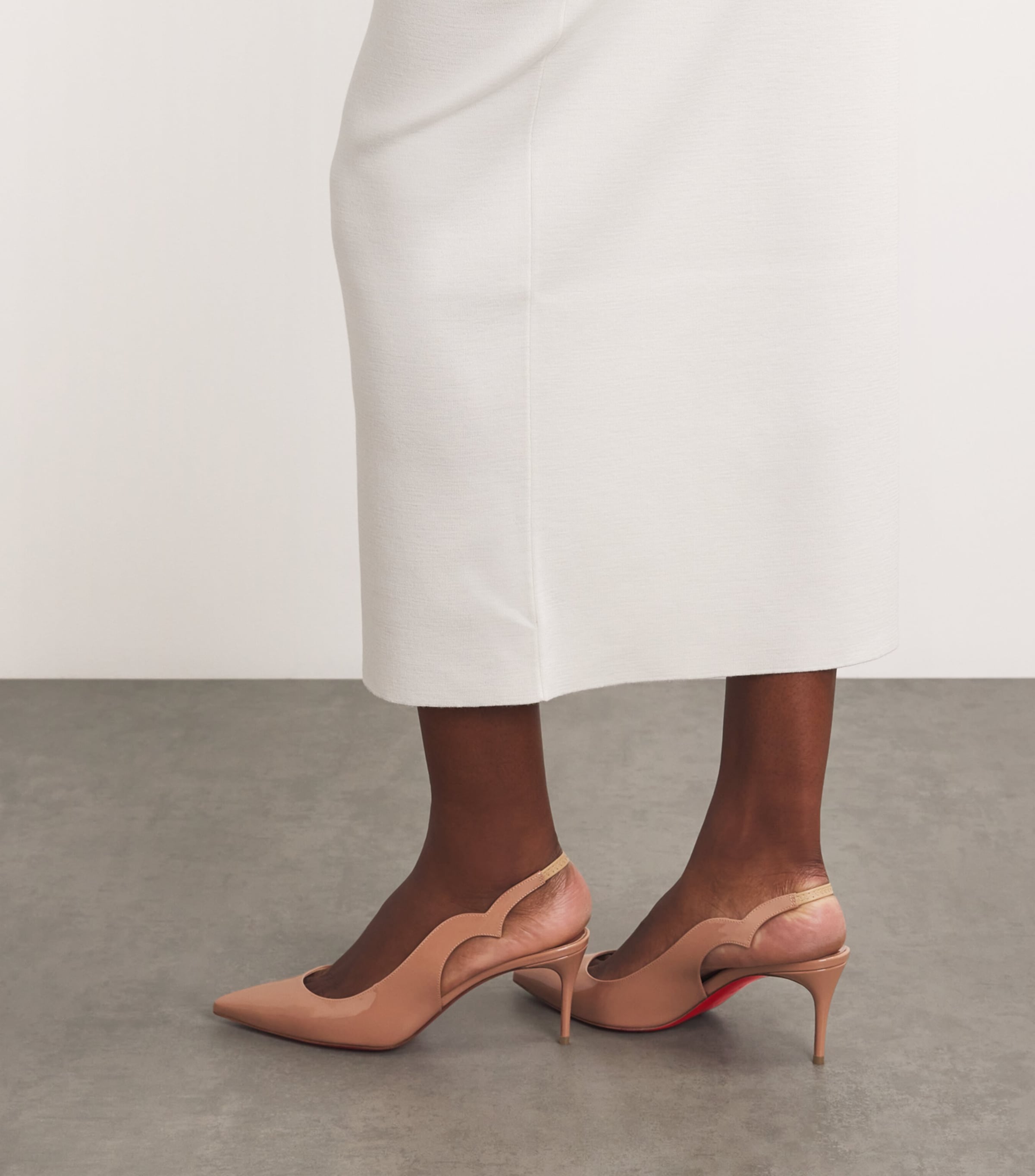 Nude Hot Chick Patent Leather Slingback Pumps 70