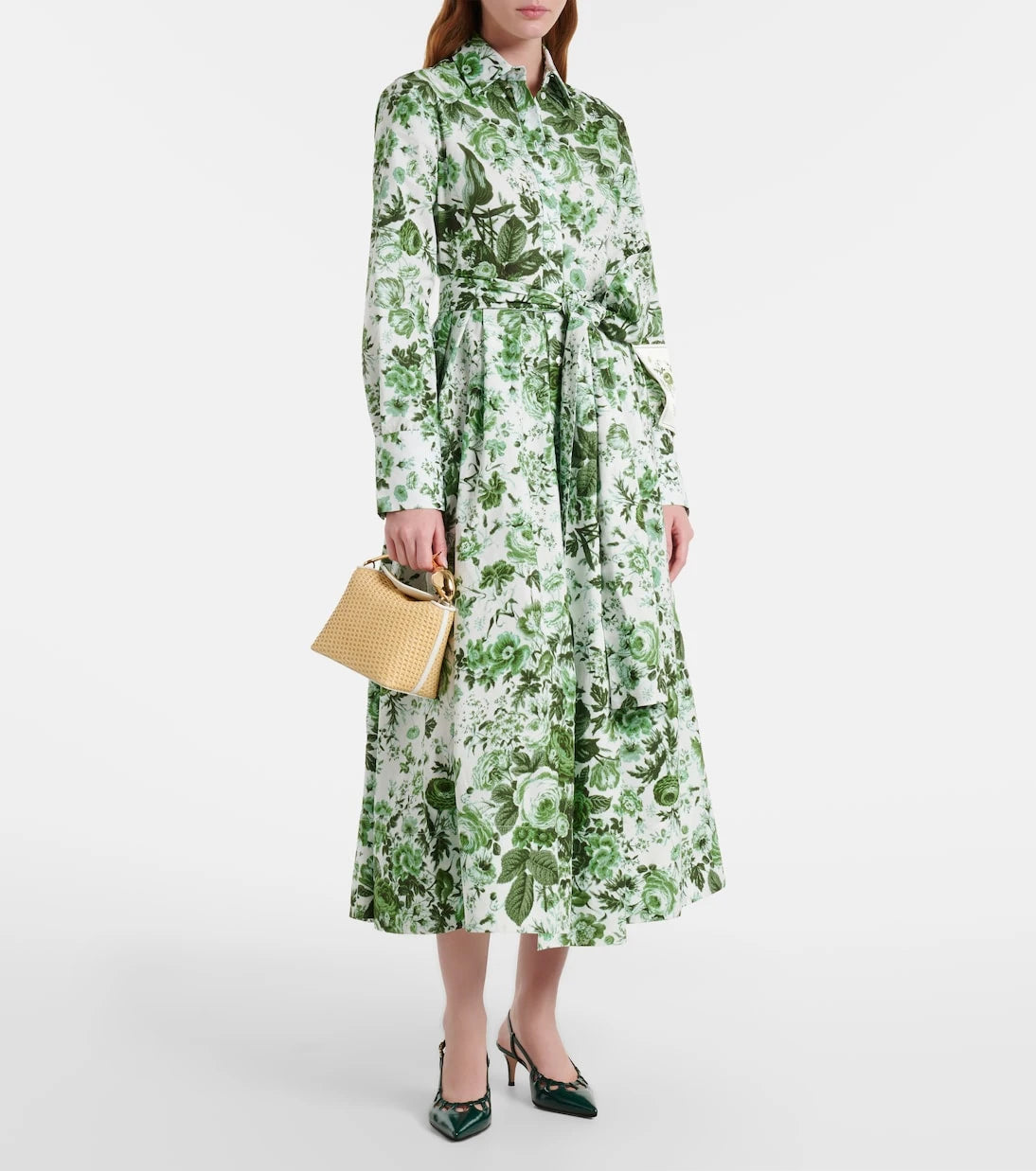 Erdem - Bloom Mini leather-trimmed raffia top-handle bag
