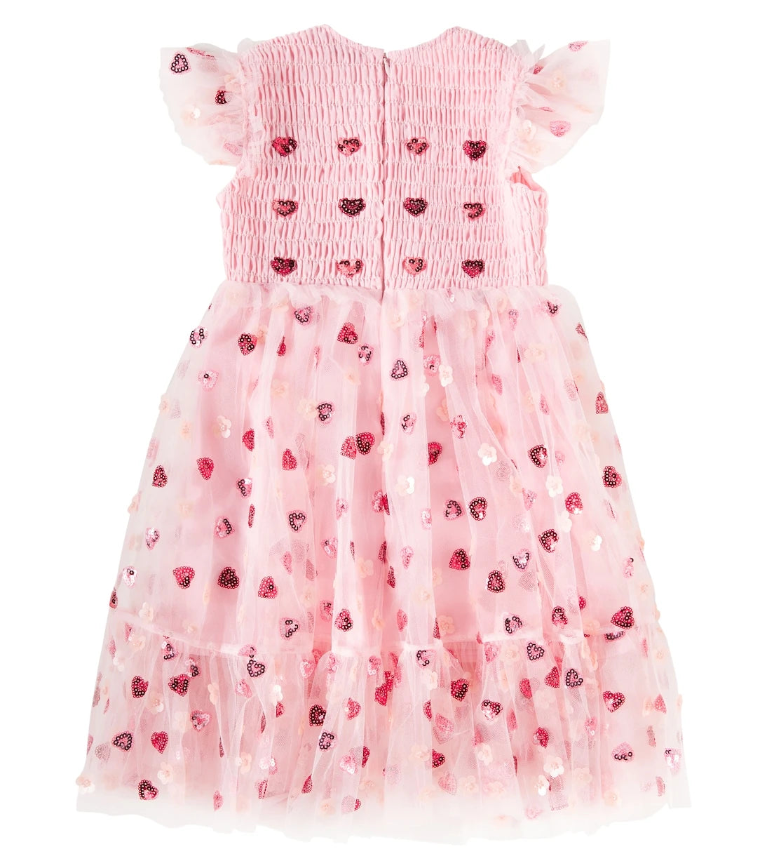 Self-Portrait Kids - Sequined shirred mesh dress