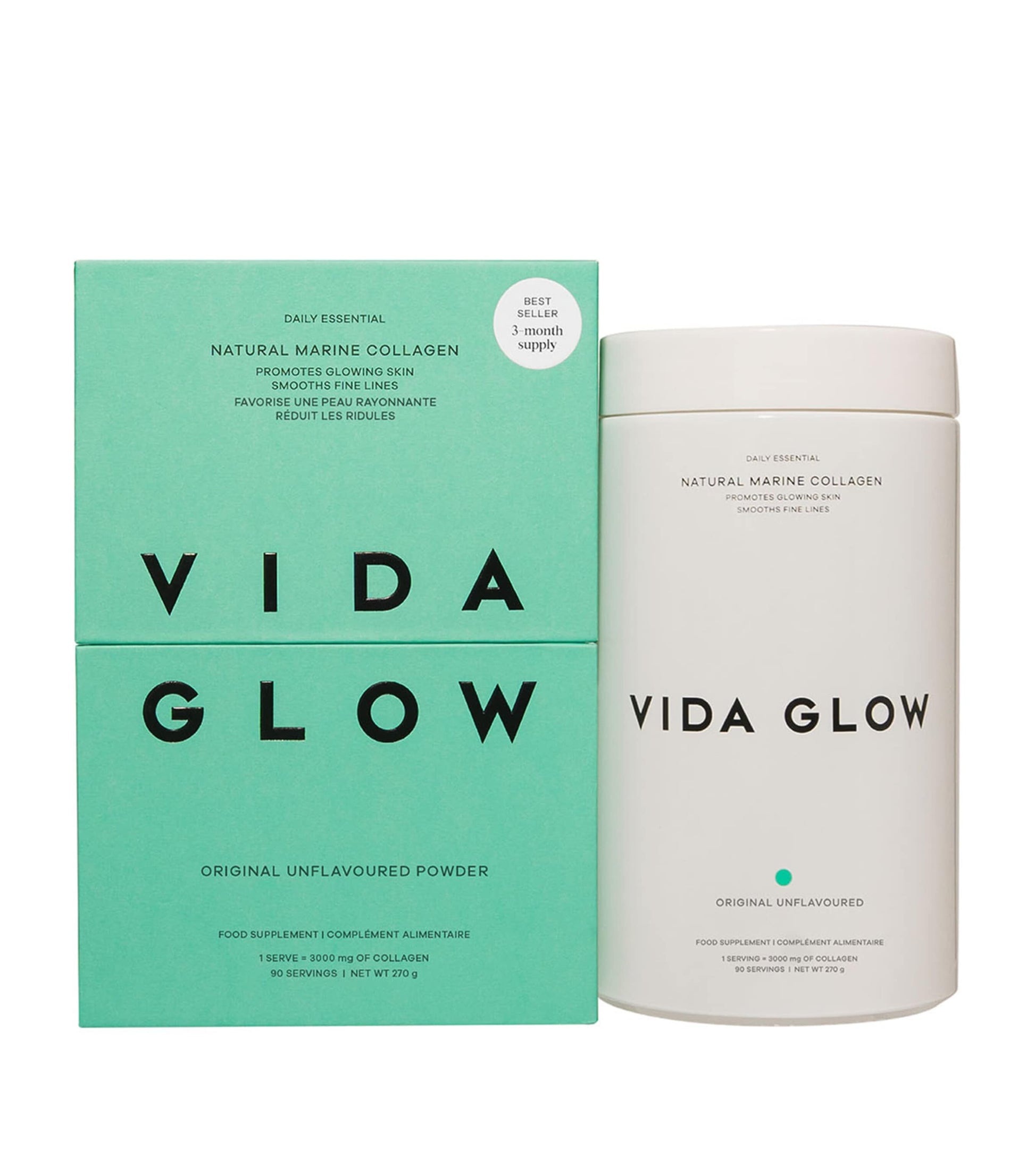 Vida Glow Natural Marine Collagen (3 x 90g)