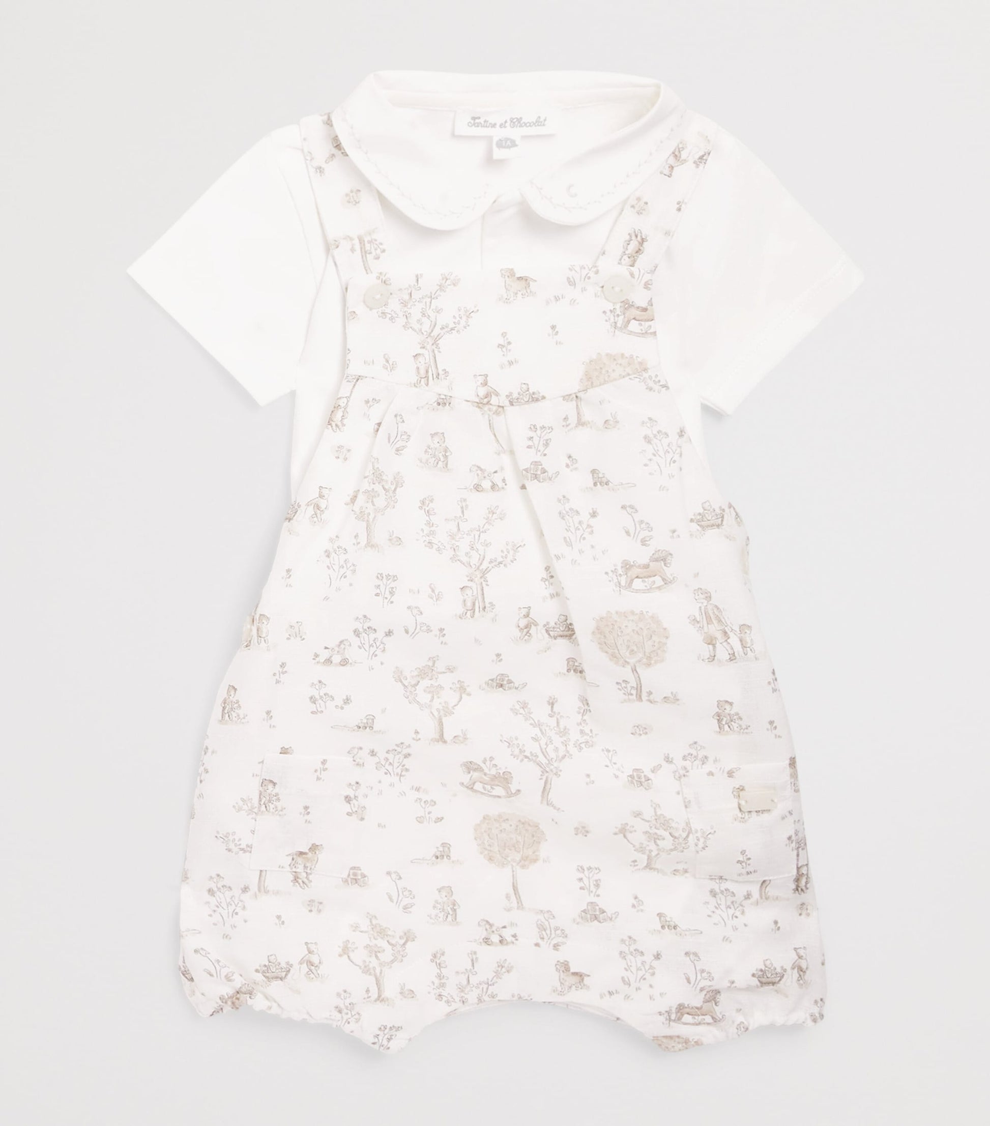 Tartine et Chocolat Linen-Cotton Bodysuit and Dungarees Set (1-18 Months)