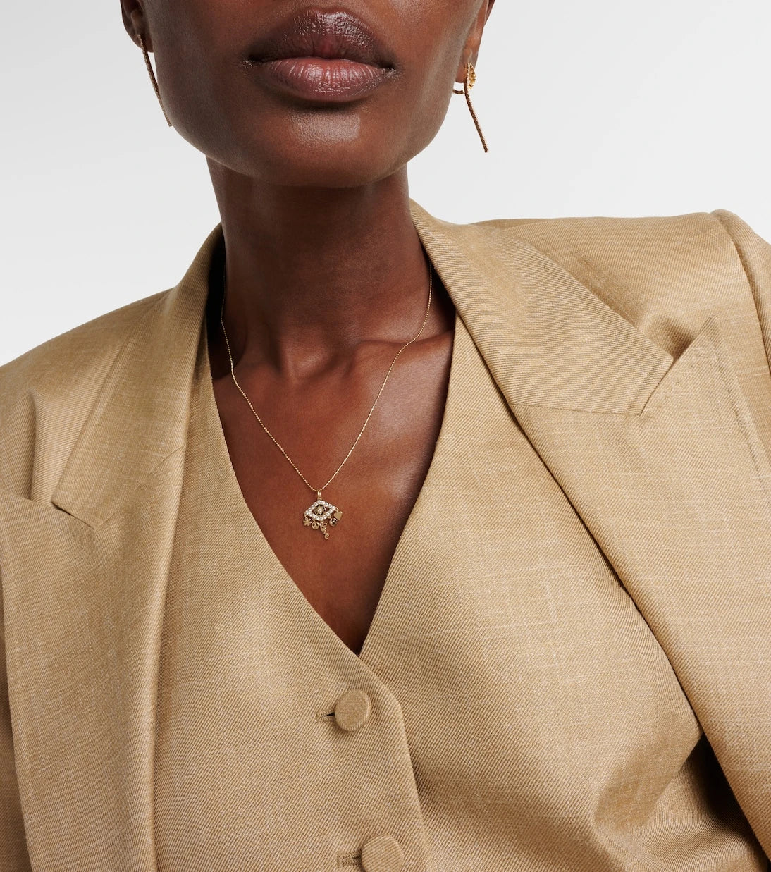 Sydney Evan - Evil Eye 14kt gold necklace with diamonds