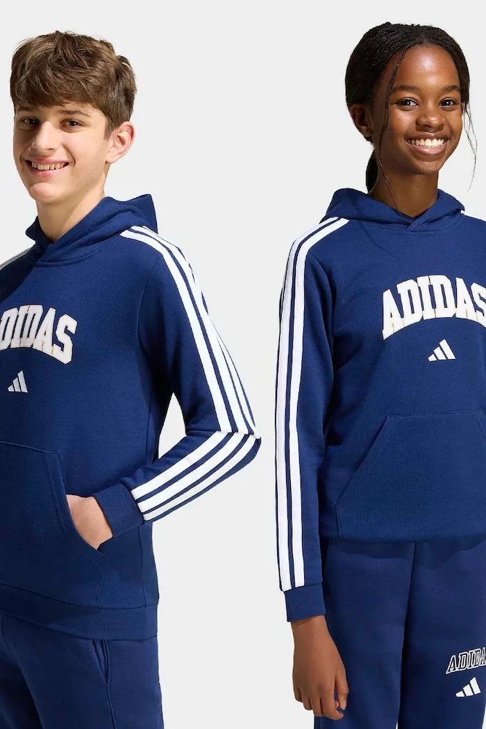 çocuklar için pamuklu adidas kapüşonlu sweatshirt