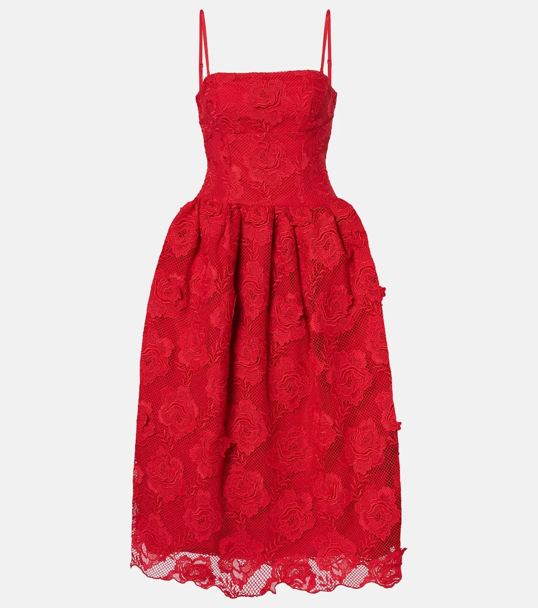 Self-Portrait - Strapless lace midi dress