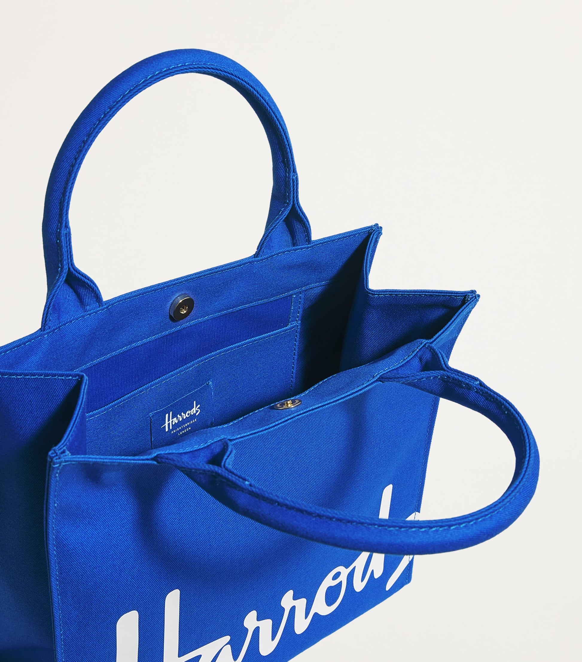 Harrods Blue Small Cotton Logo Tote Bag
