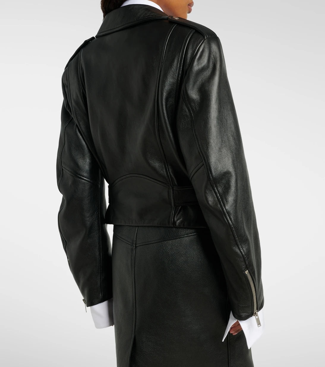 Saint Laurent - Cropped leather biker jacket
