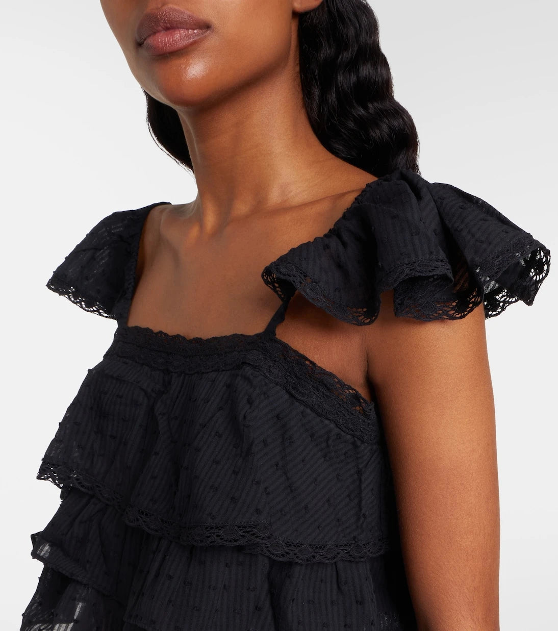 Poupette St Barth - Anya ruffled cotton crop top
