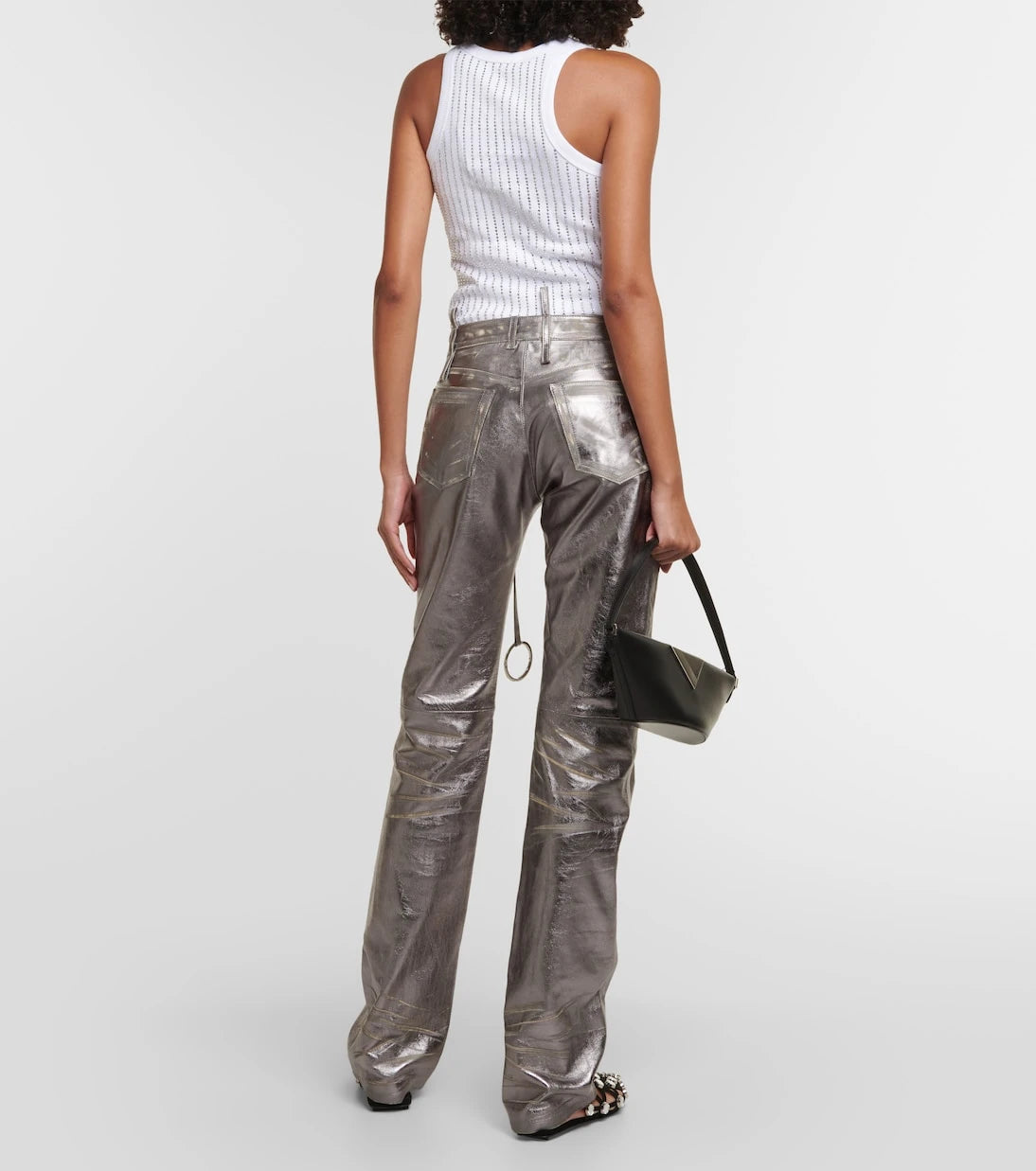 The Attico - Metallic leather straight pants