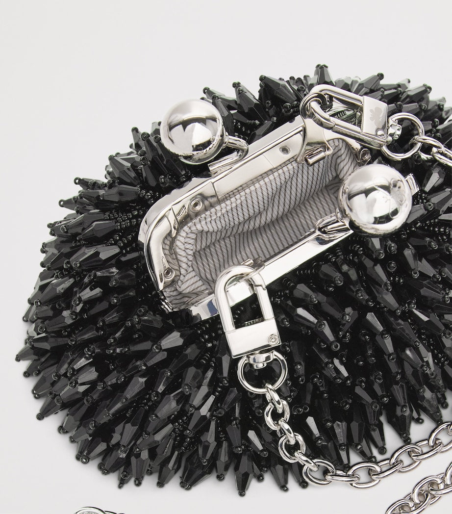 Weekend Max Mara Black Embellished Satin Pasticcino Nano Bag