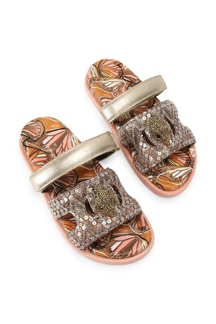 Kurt Geiger London kadın düz taban Eagle Cut Out Sandalet