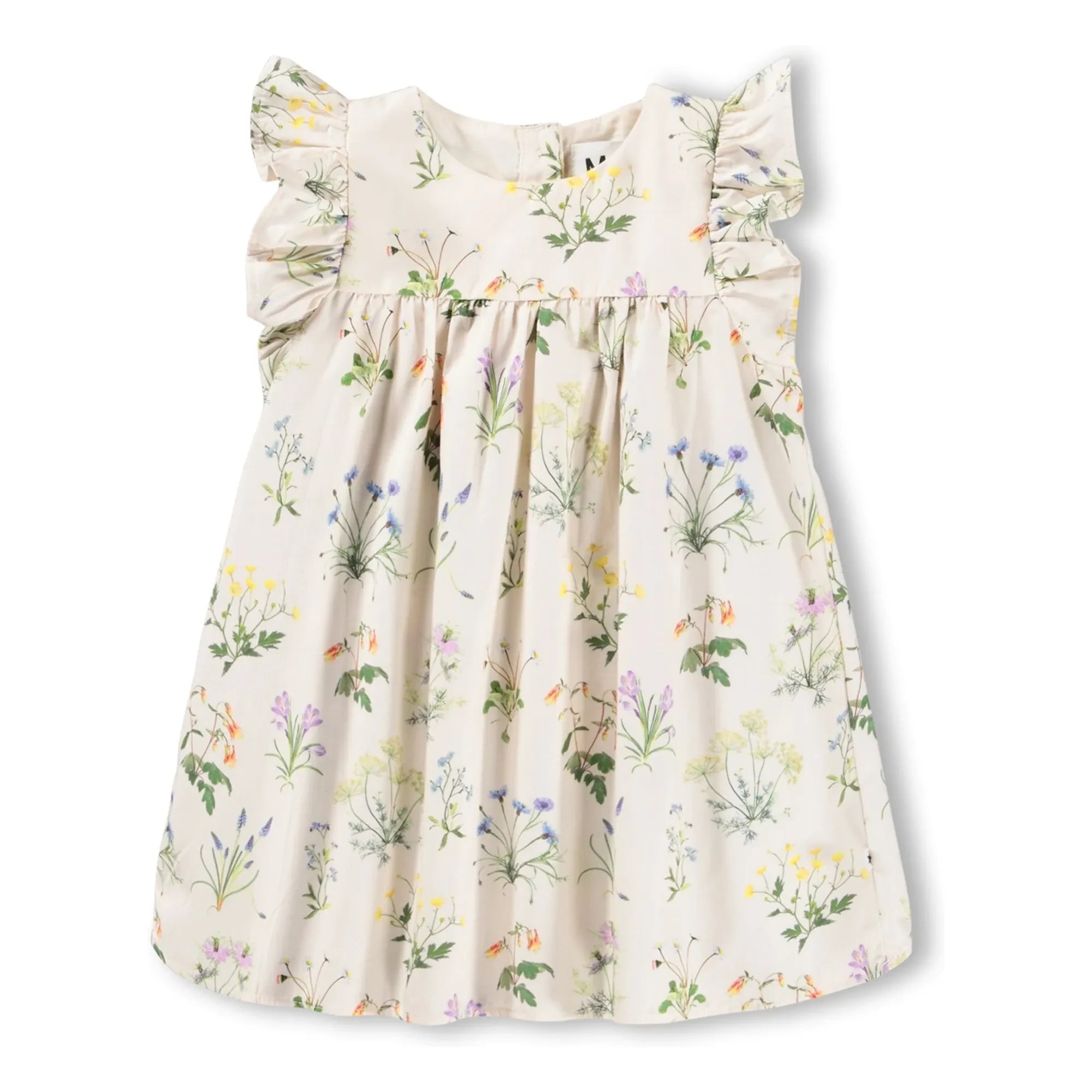 Molo - Cacao Fleurie Organic Cotton Ruffle Dress | Ecru