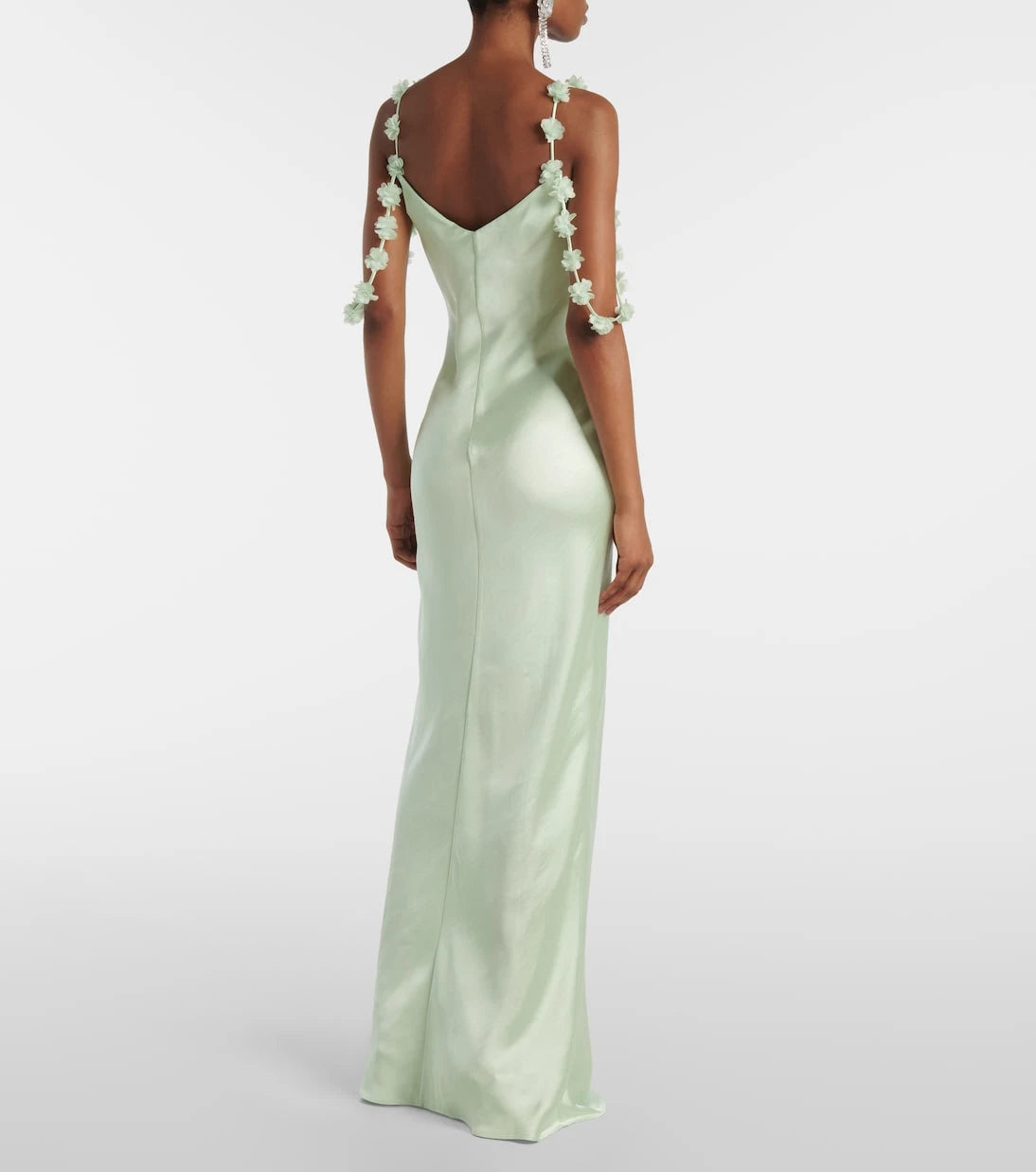 Self-Portrait - Floral-appliqué satin gown