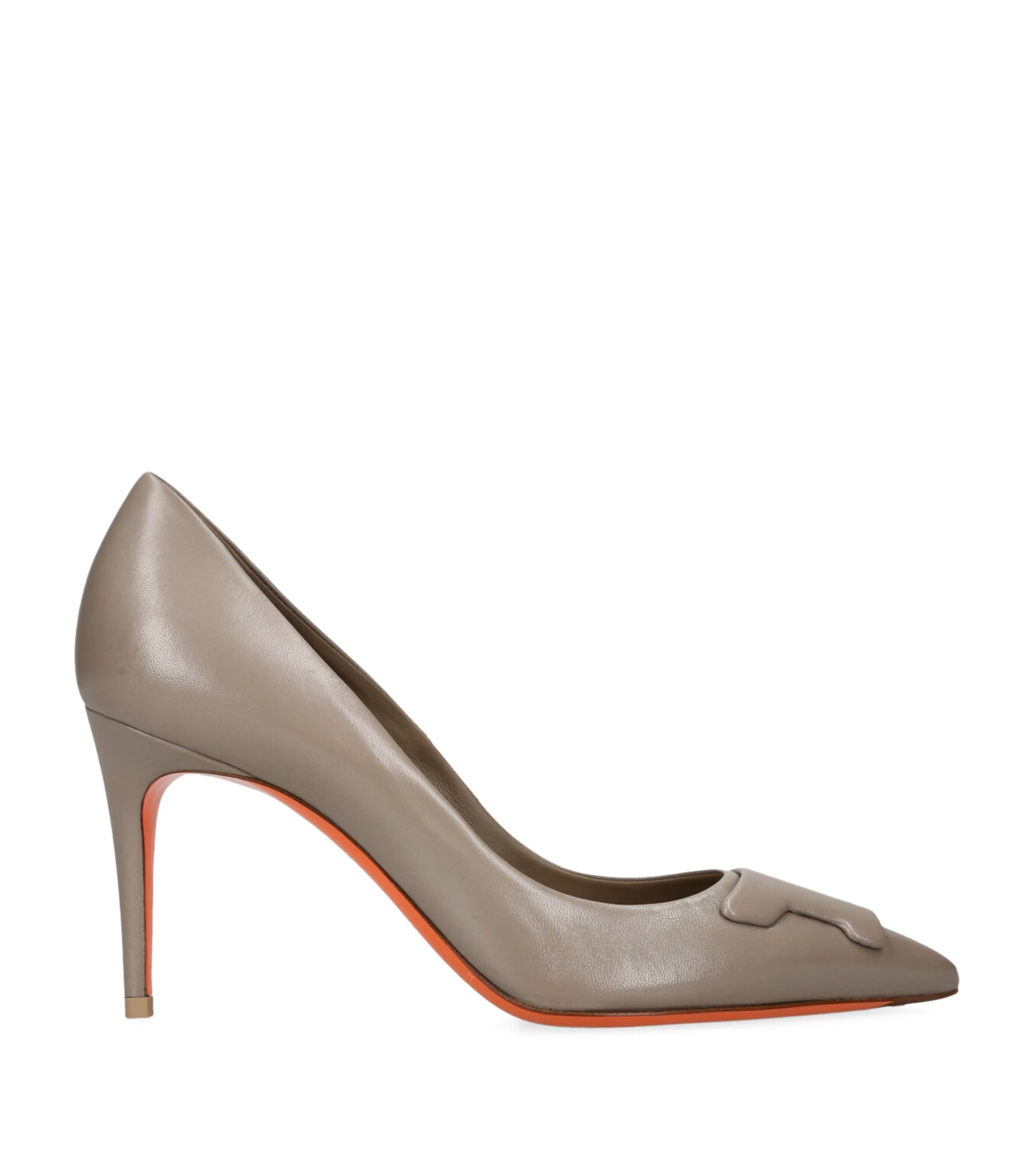 Grey Leather Sibille Pumps 85