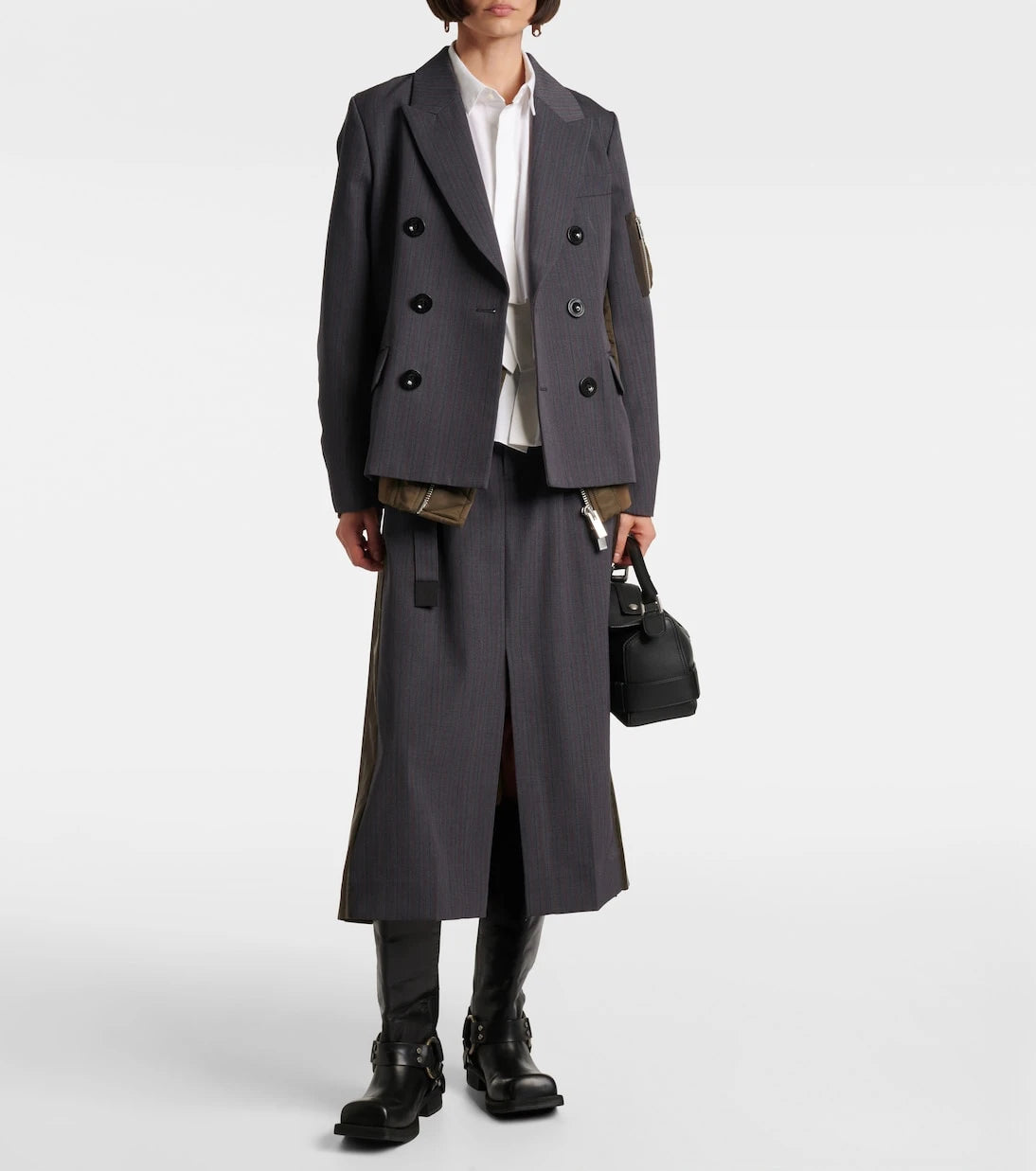 Sacai - Paneled midi skirt