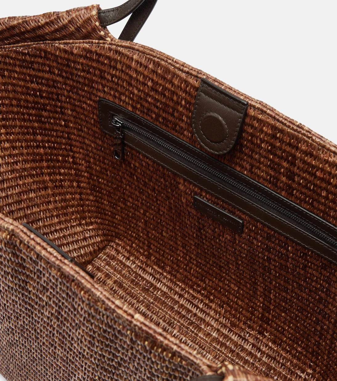 Brunello Cucinelli - Large leather-trimmed raffia-effect tote bag