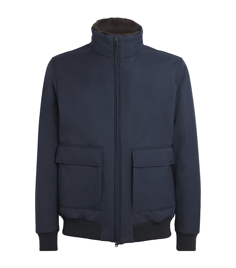 Navy Wool Bomber Jacket
