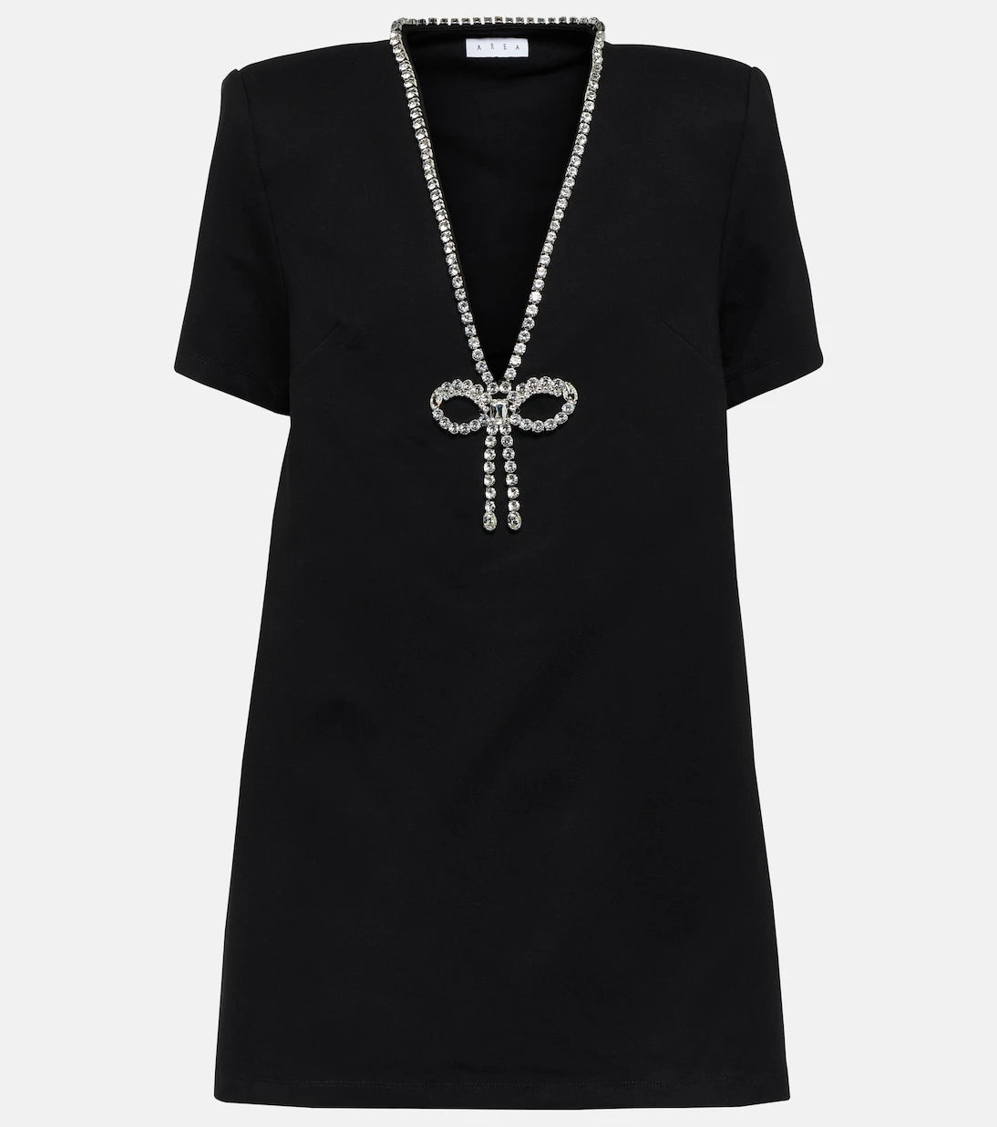 Area - Crystal bow jersey t-shirt dress