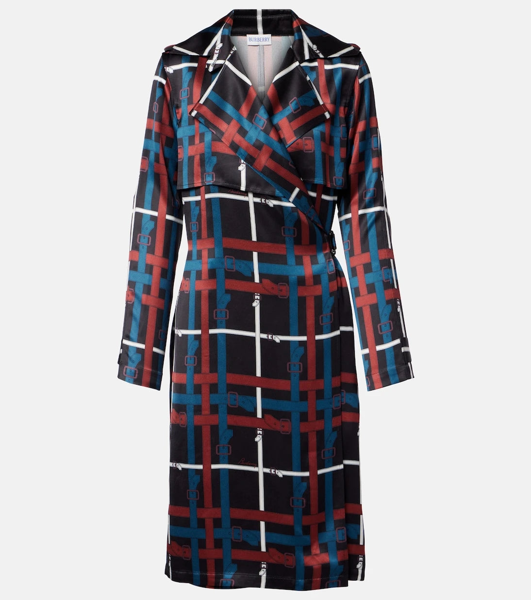Burberry - فستان كريب بتصميم لفّ منقوش بحزام
