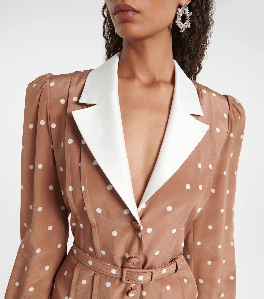 Alessandra Rich - Polka-dot silk satin shirt dress