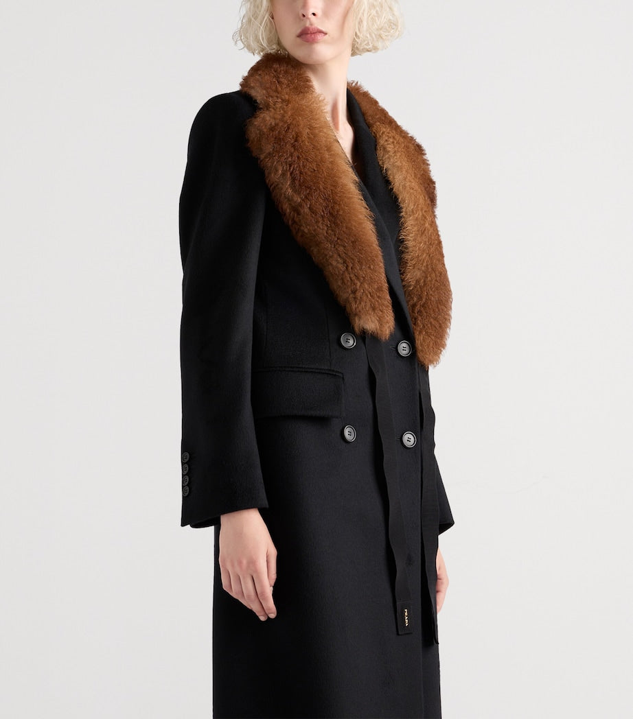 Prada Black Cashmere Double-Breasted Coat