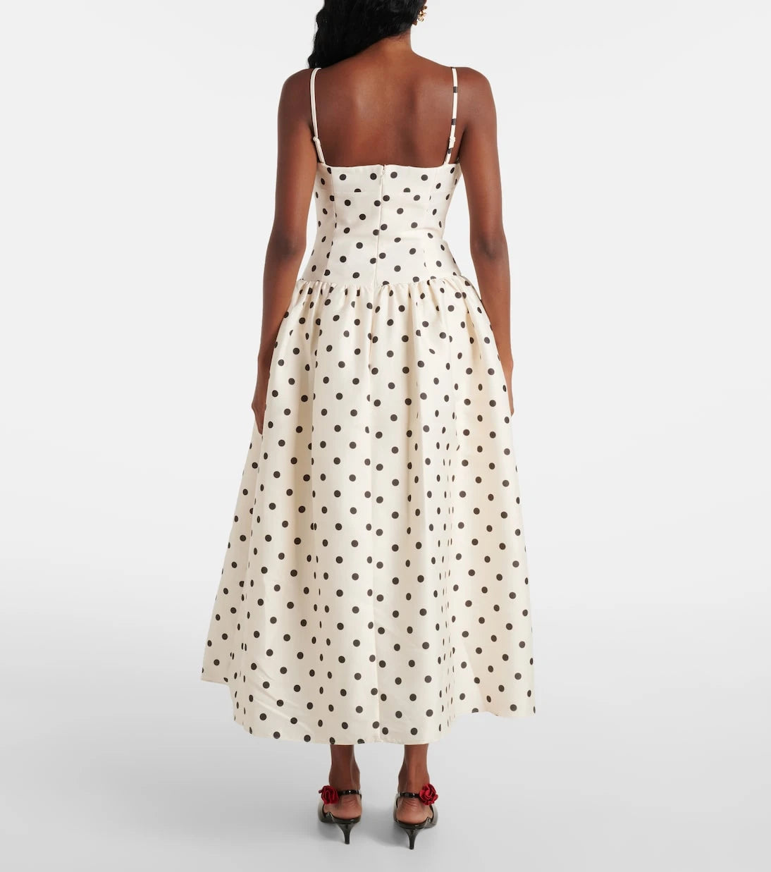 Self-Portrait - Polka-dot taffetta corset dress