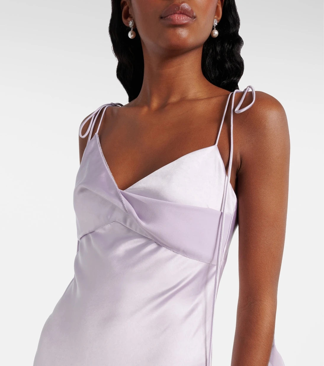 Self-Portrait - Floral-appliqué satin maxi dress