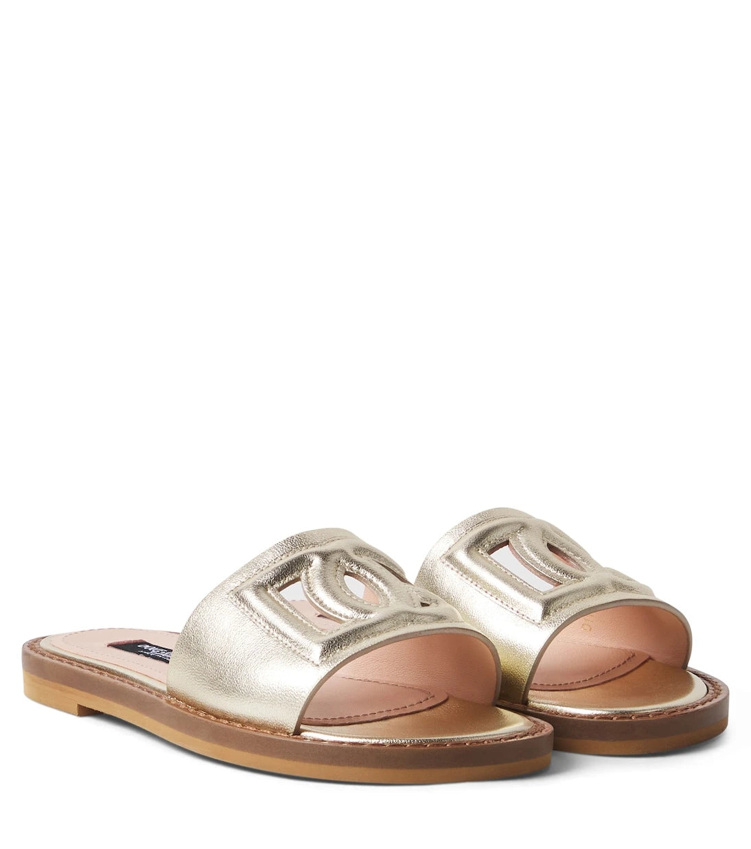 Dolce&Gabbana Kids - DG metallic leather slides