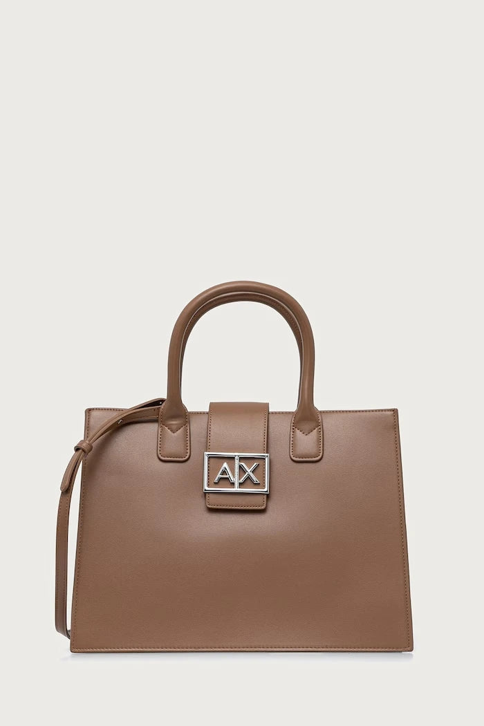 Armani Exchange suni deri kadın shopping çanta