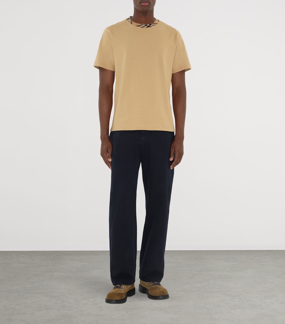 Burberry Cotton Check-Neckline T-Shirt