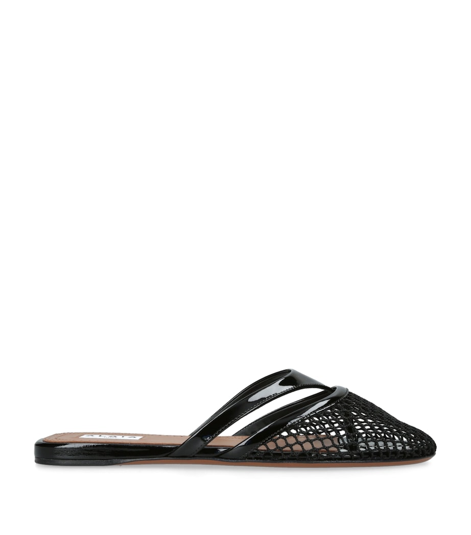 Alaïa Black Infradito Fishnet Flat Mules