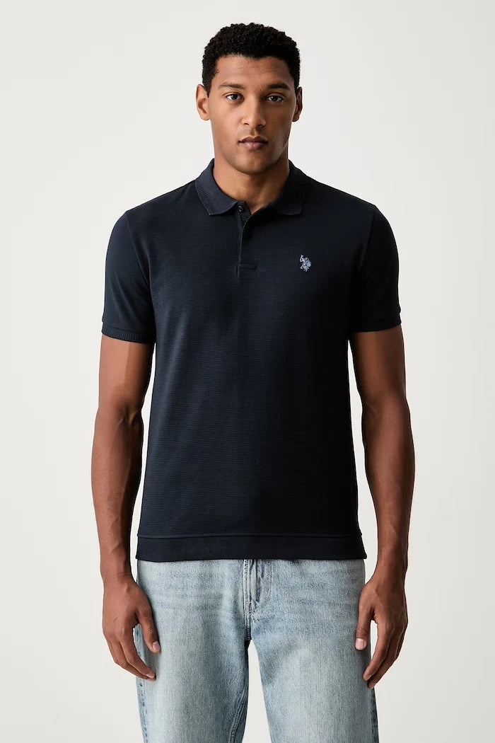 U.S. Polo Assn. pamuklu erkek polo tişört RAISED HORIZONTAL OTTERMAN JERSEY