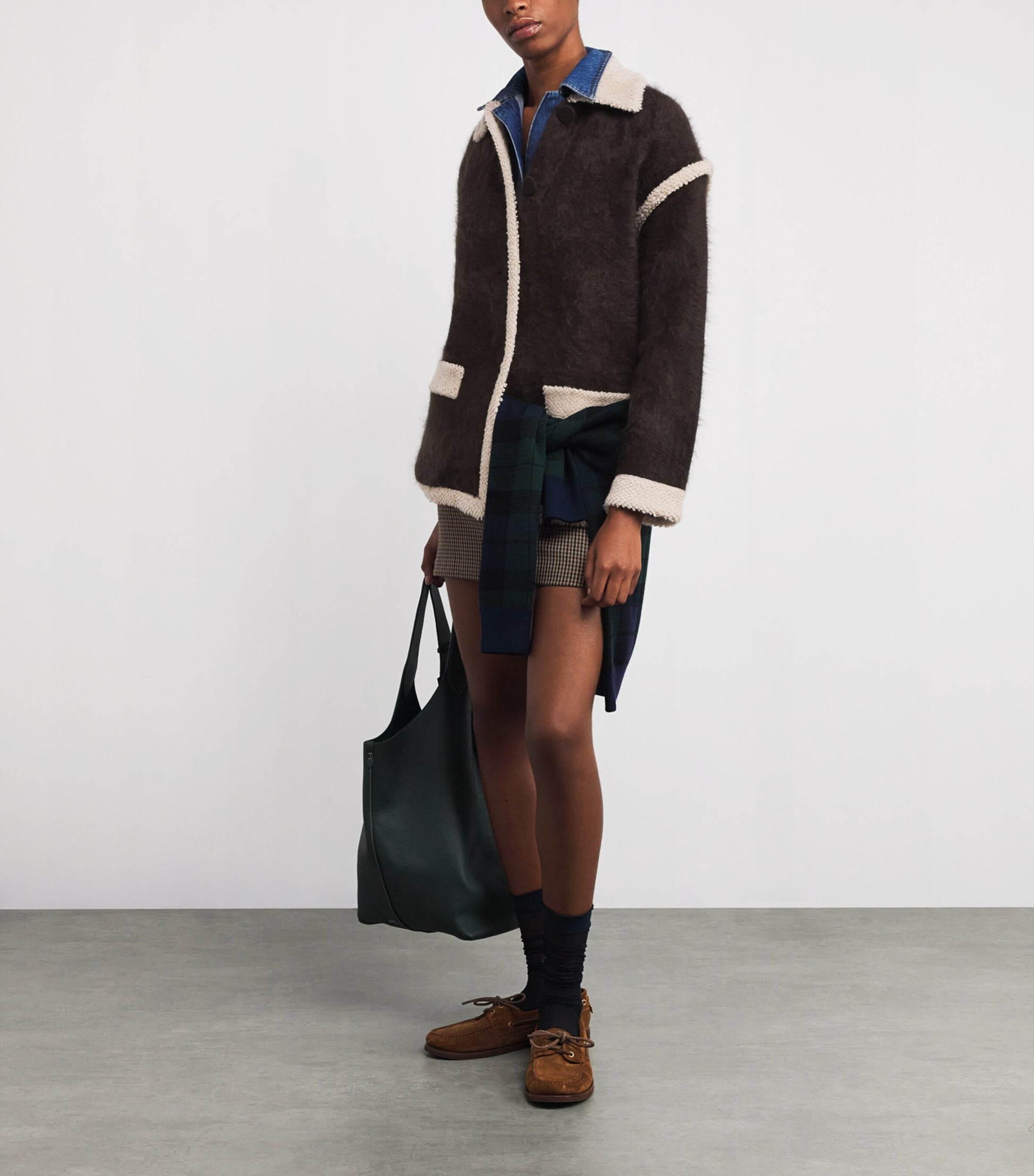 Guest In Residence Brown Cashmere Bouclé-Trim Grizzly Jacket