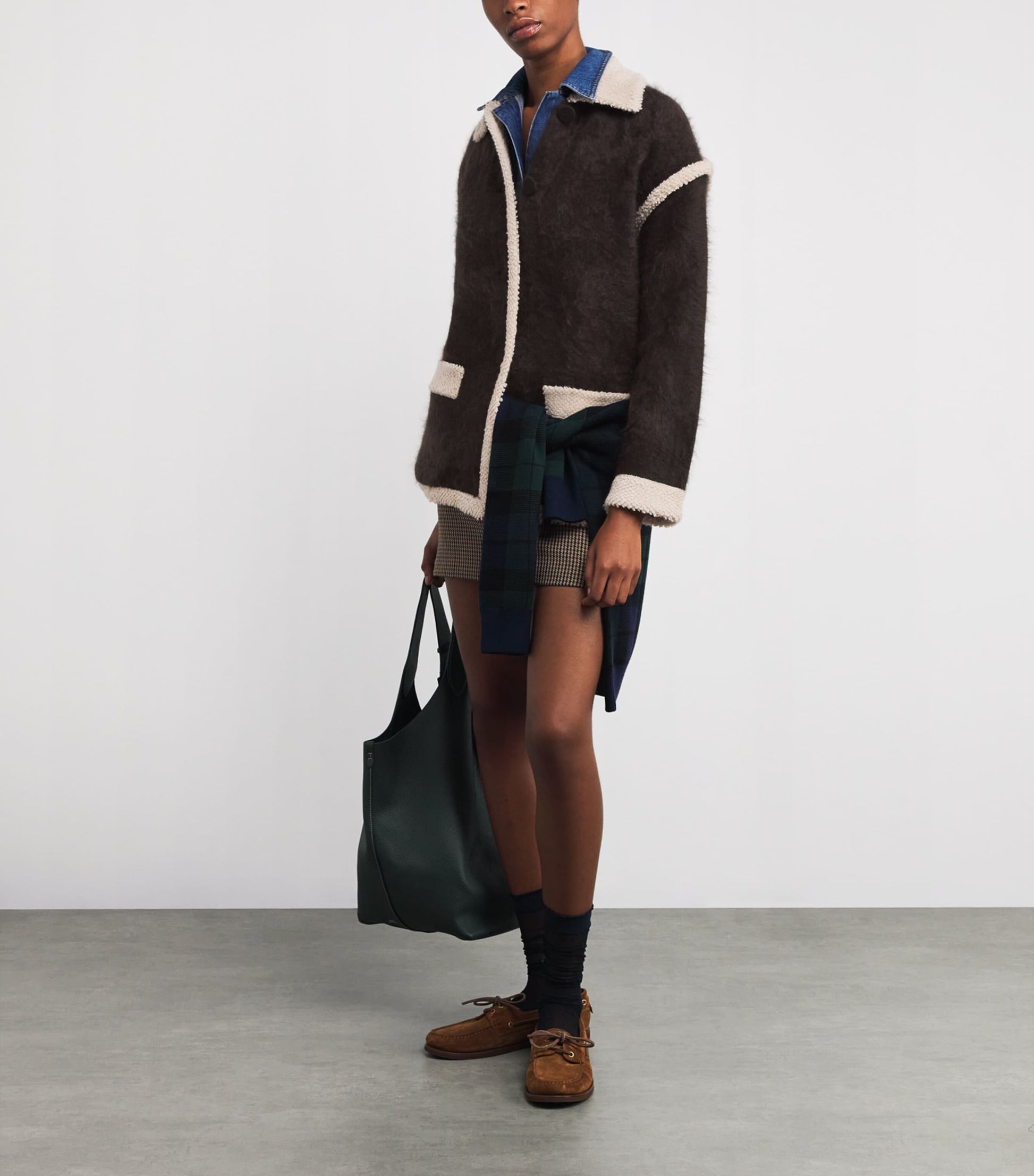 Guest In Residence Brown Cashmere Bouclé-Trim Grizzly Jacket