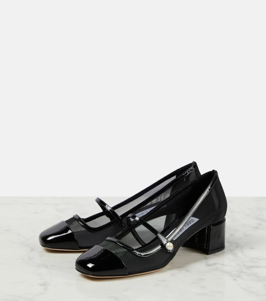 Jimmy Choo - حذاء ماري جين إليزا 45 بمقدمة مدببة شبكية
