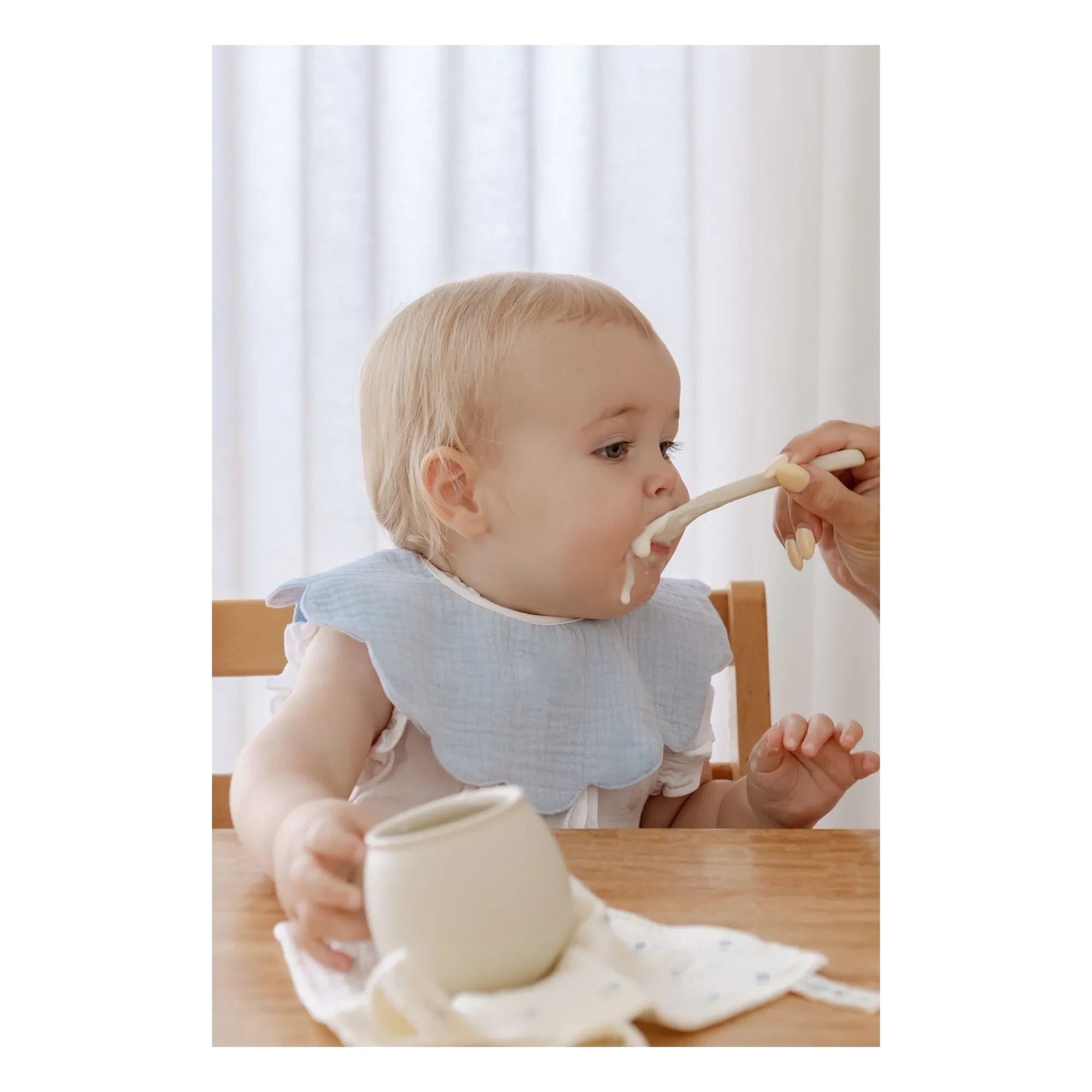 Soft Spot - Periwinkle organic cotton petal bibs - Set of 3 | Blue