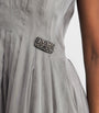 Max Mara Grey Silk-Blend Organza Midi Dress