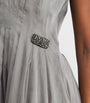 Max Mara Grey Silk-Blend Organza Midi Dress