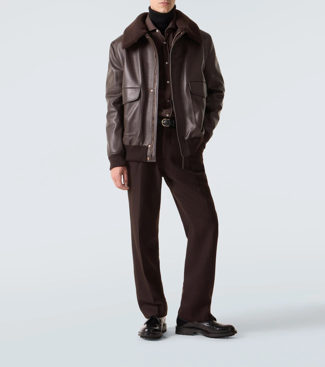 Gabriela Hearst - Shearling-trimmed leather bomber jacket