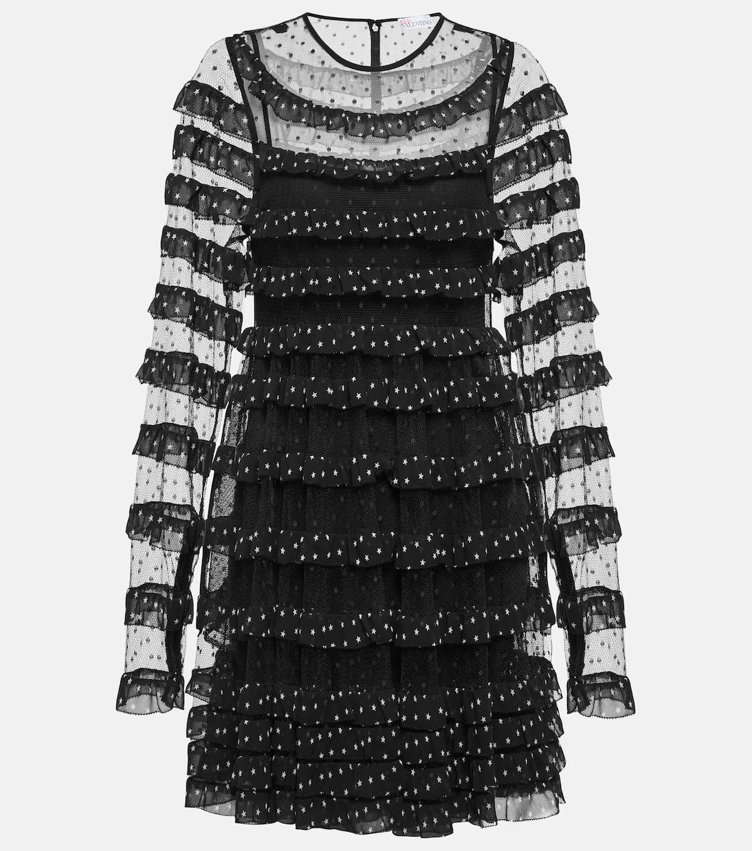 REDValentino - Point d'esprit tulle and georgette minidress