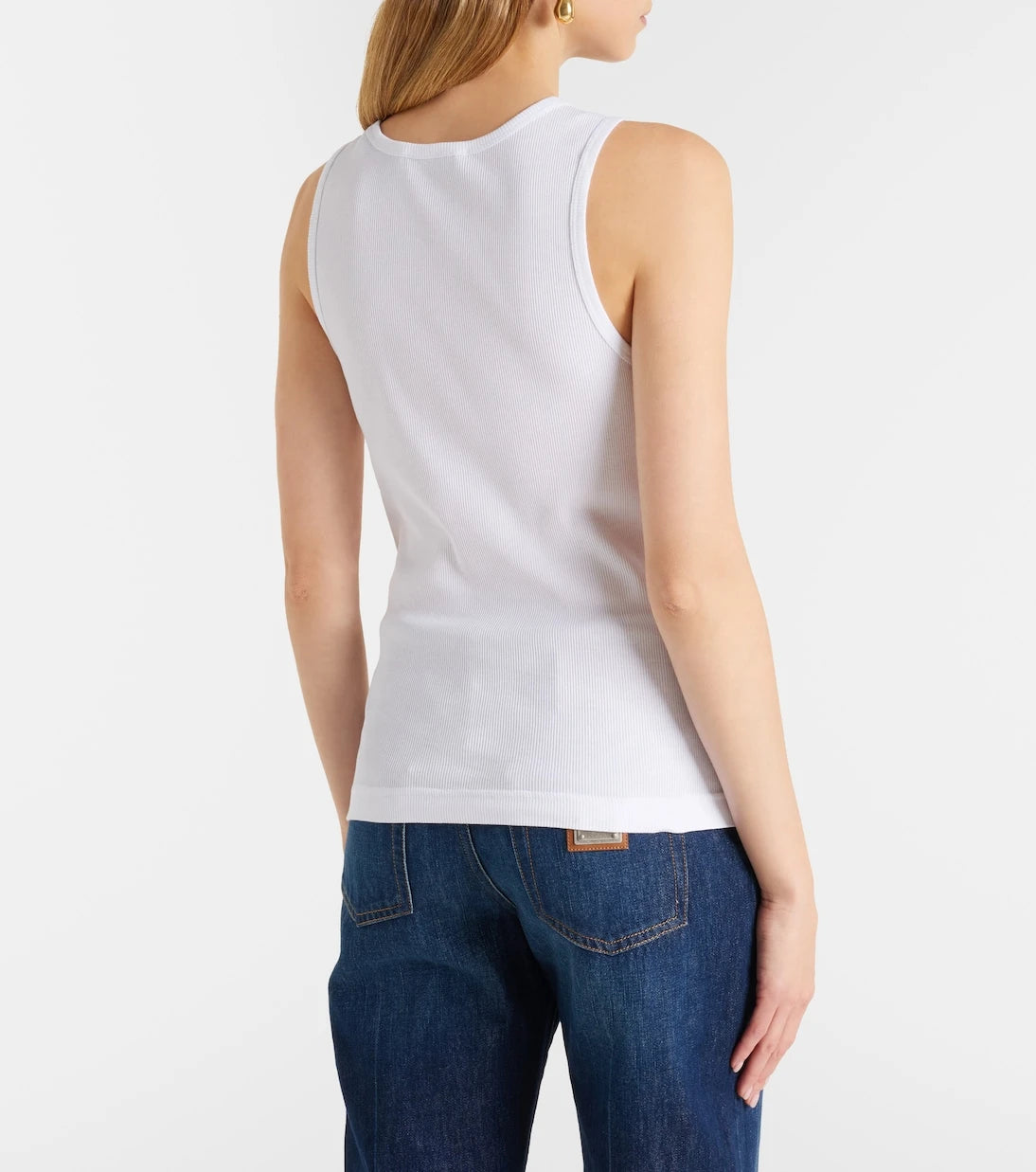 Dolce&Gabbana - DG embellished ribbed-knit cotton tank top