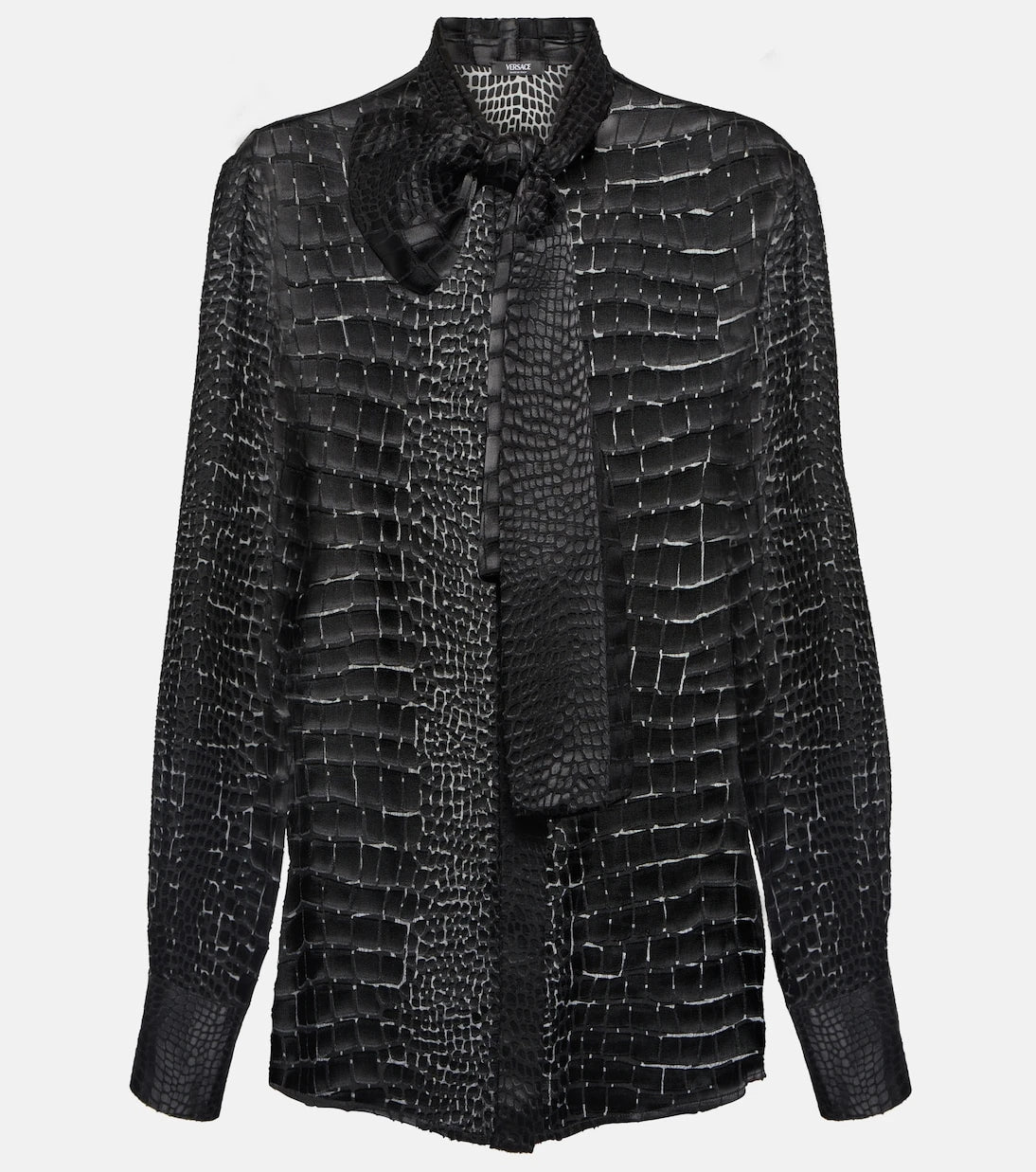 Versace - Tie-neck devoré shirt