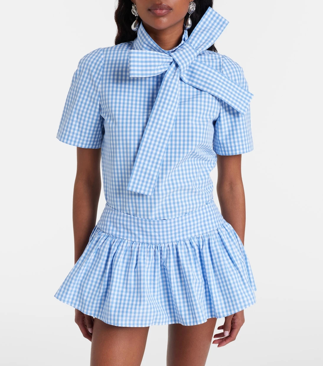 Shushu/Tong - Bow-detail gingham cotton top