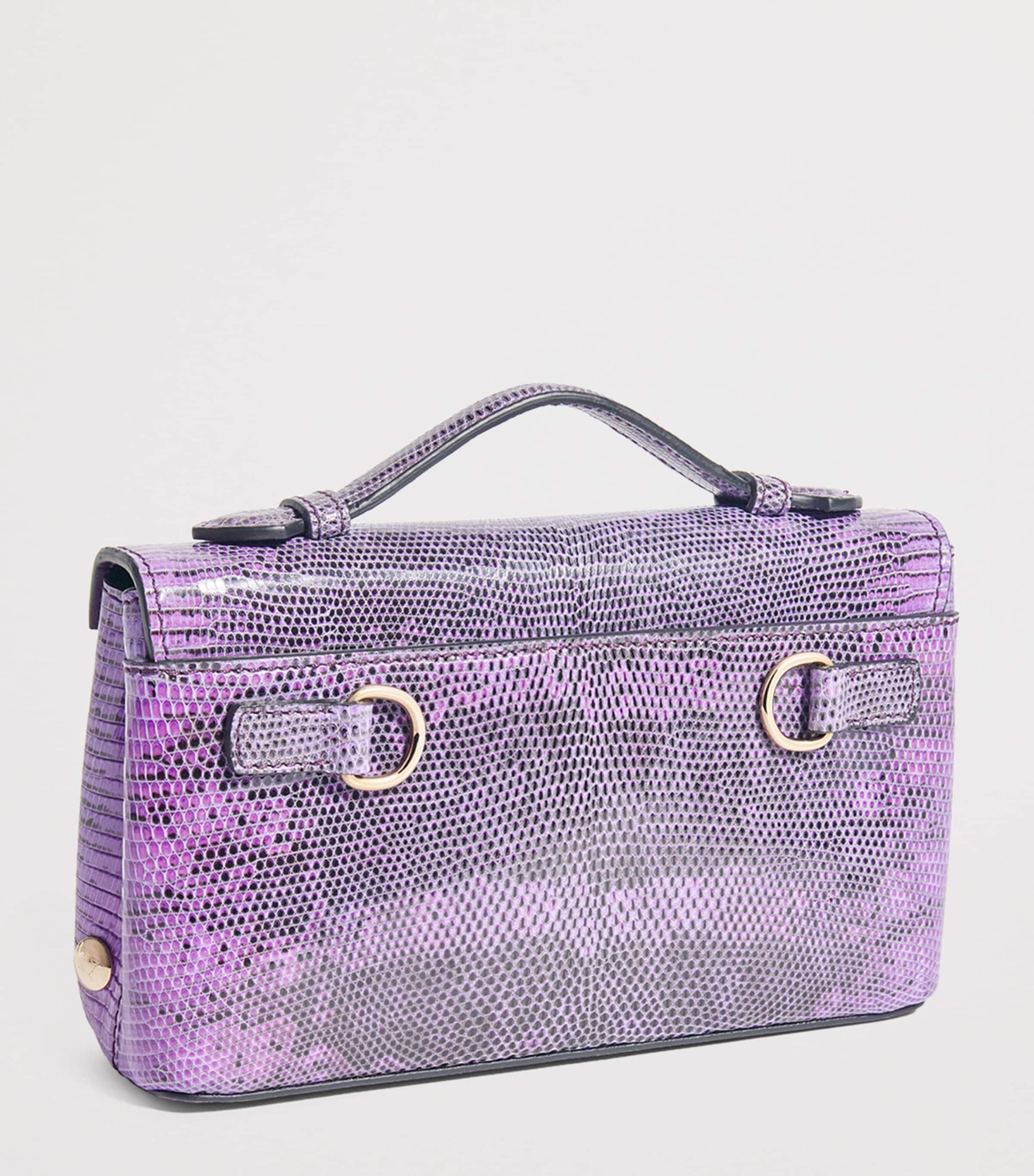 Analeena Purple Lizard Skin Top-Handle Bag